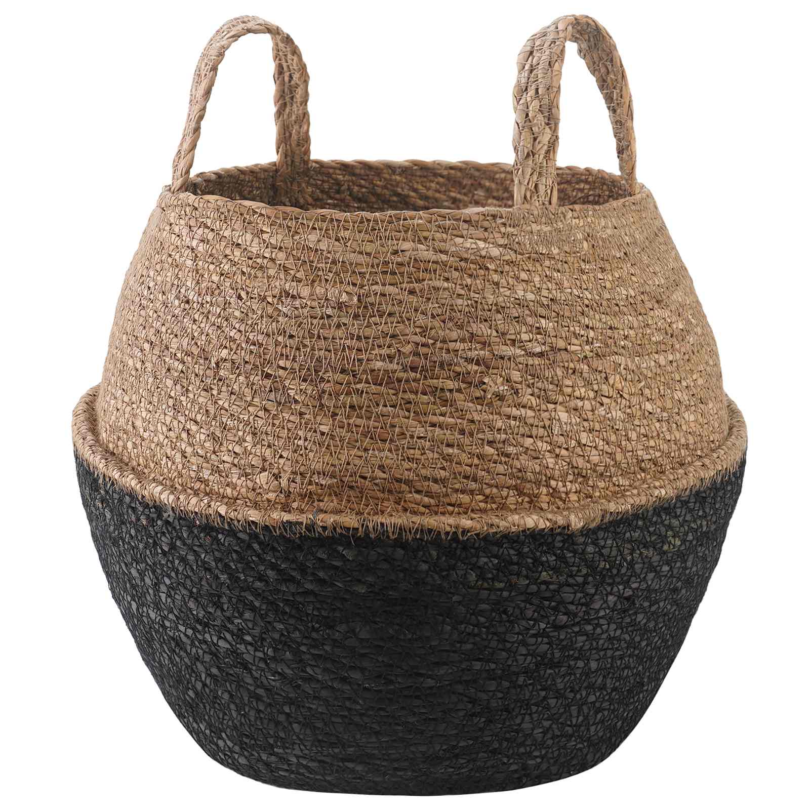 Plantenpot met handvatten Zwart Ø 32 x 32 cm 100% Zeegras image 1