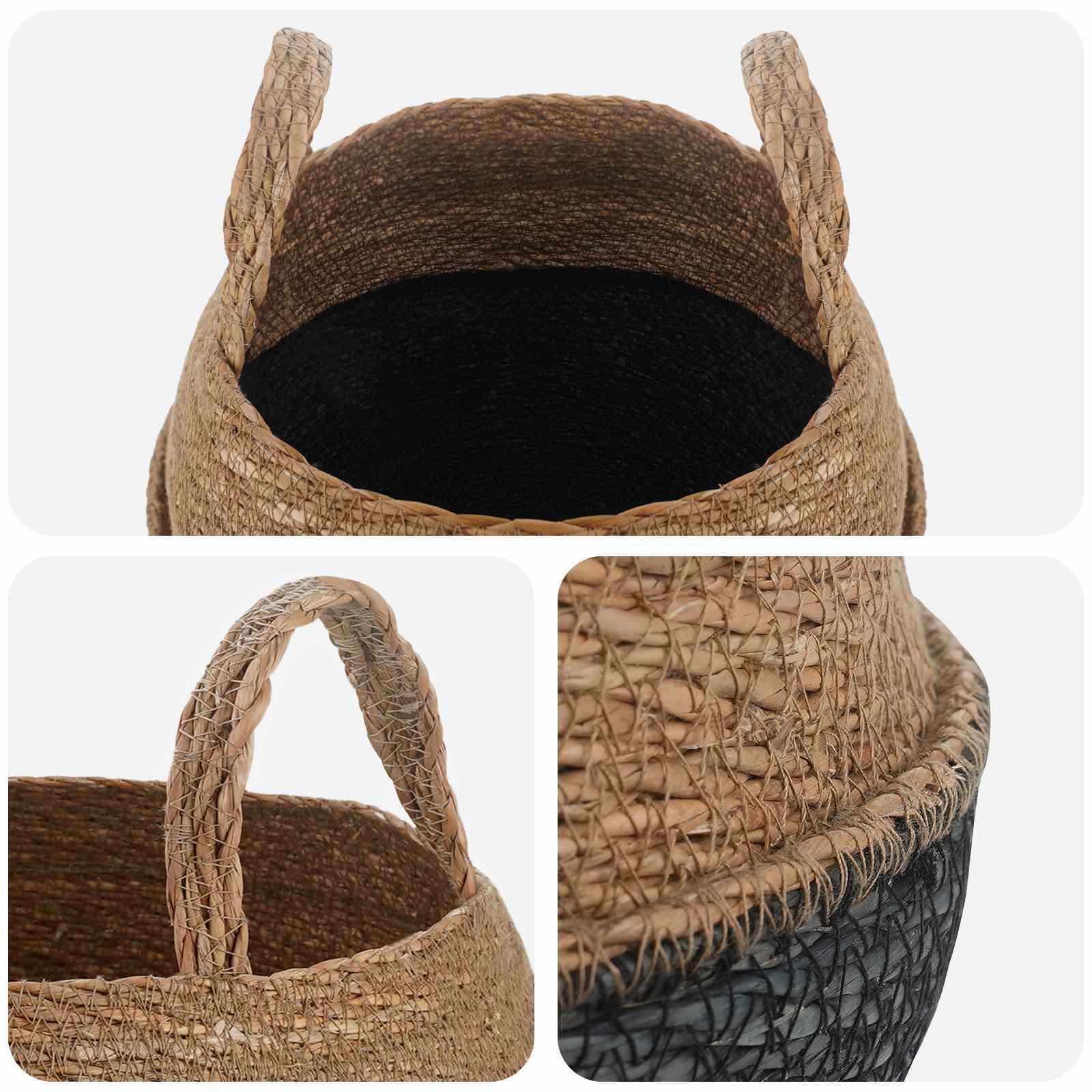 Plantenpot met handvatten 2 pcs Zwart Ø 32 x 32 cm 100% Zeegras image 3