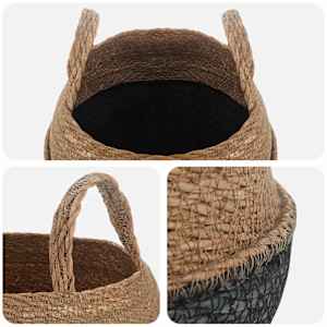 Květináč s úchyty 2 pcs Černá Ø 32 x 32 cm 100% mořská tráva - obrázek 3