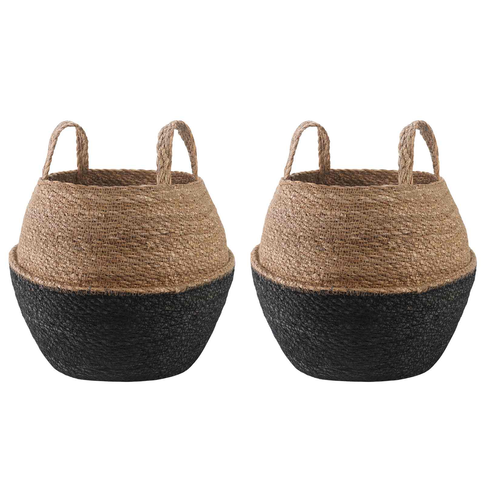 Plantenpot met handvatten 2 pcs Zwart Ø 32 x 32 cm 100% Zeegras image 1