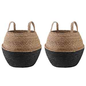 Lonček za rastline z ročaji 2 pcs Črna Ø 32 x 32 cm