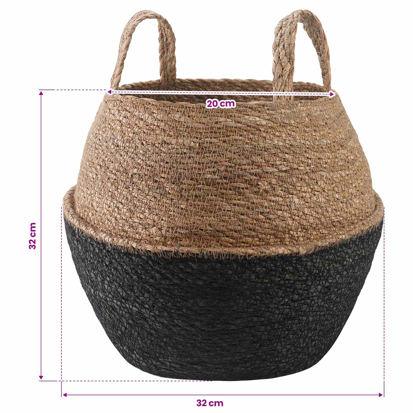 Plantenpot met handvatten 2 pcs Zwart Ø 32 x 32 cm 100% Zeegras image 5