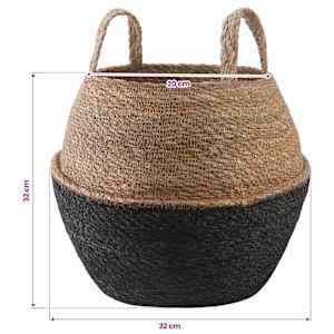 Květináč s úchyty 2 pcs Černá Ø 32 x 32 cm 100% mořská tráva - obrázek 5
