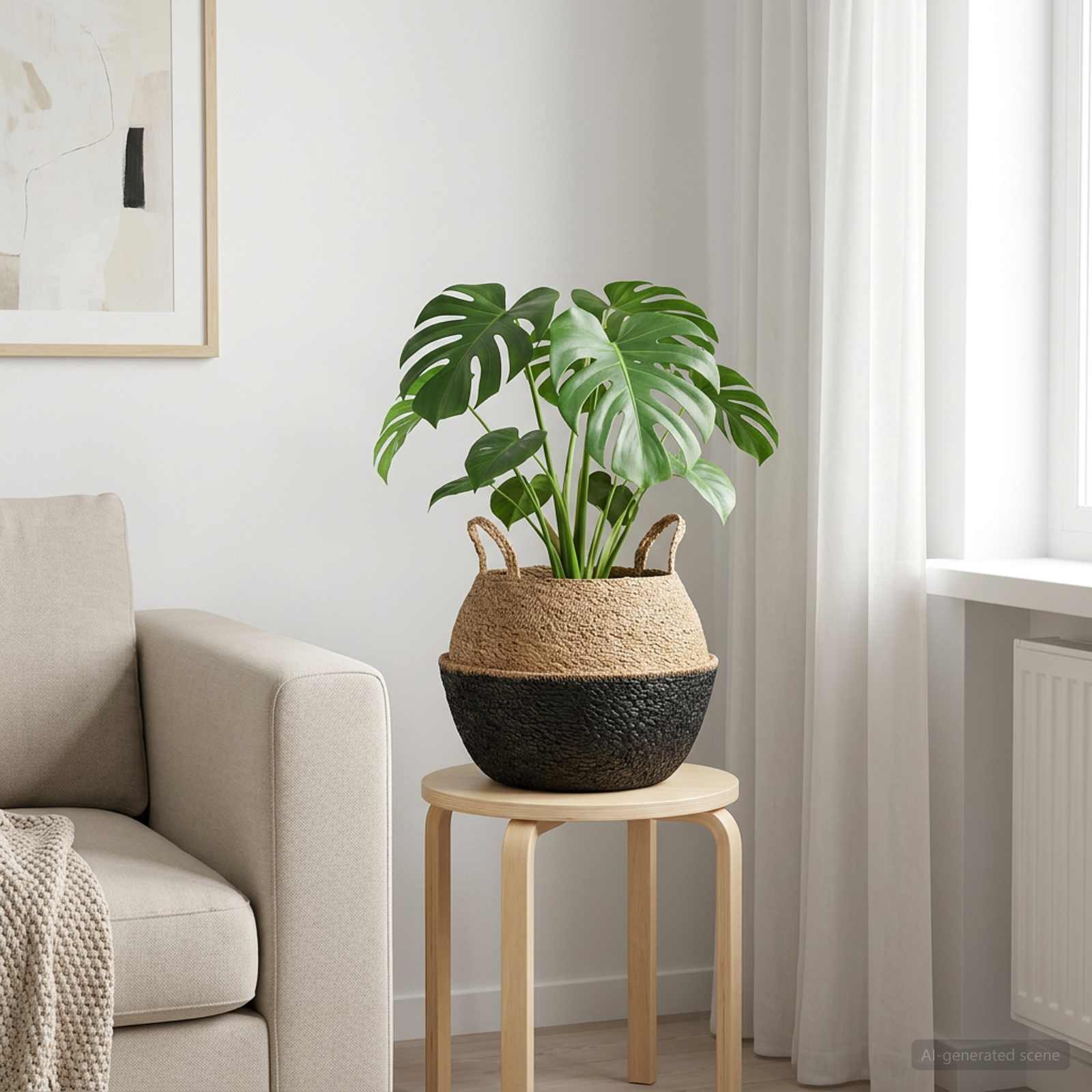 Käsiga taimepott Must Ø 45 x 36 cm 100% Mererohi