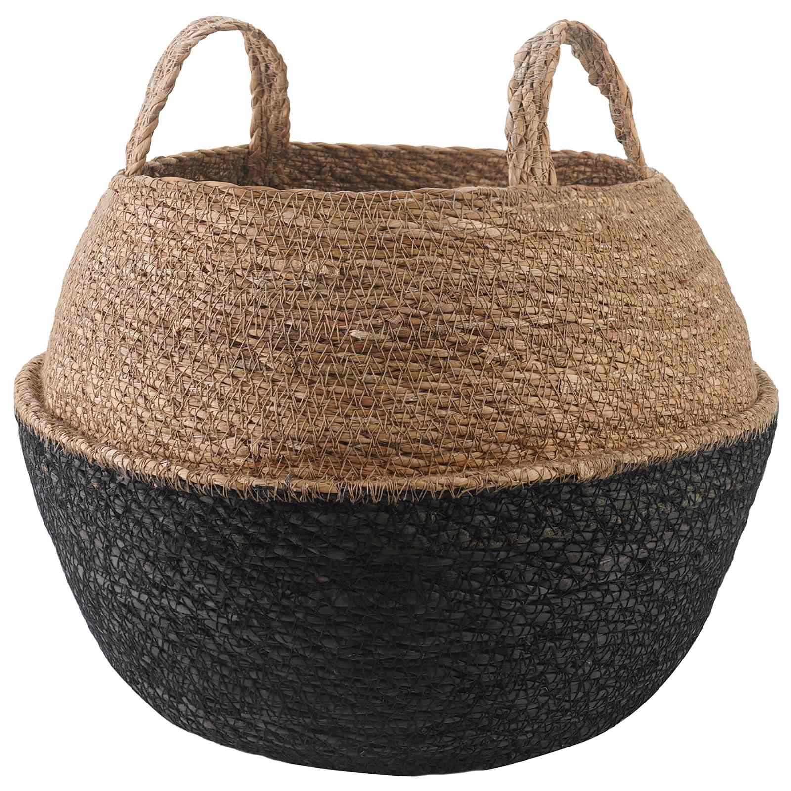 Plantenpot met handvatten Zwart Ø 45 x 36 cm 100% Zeegras image 1