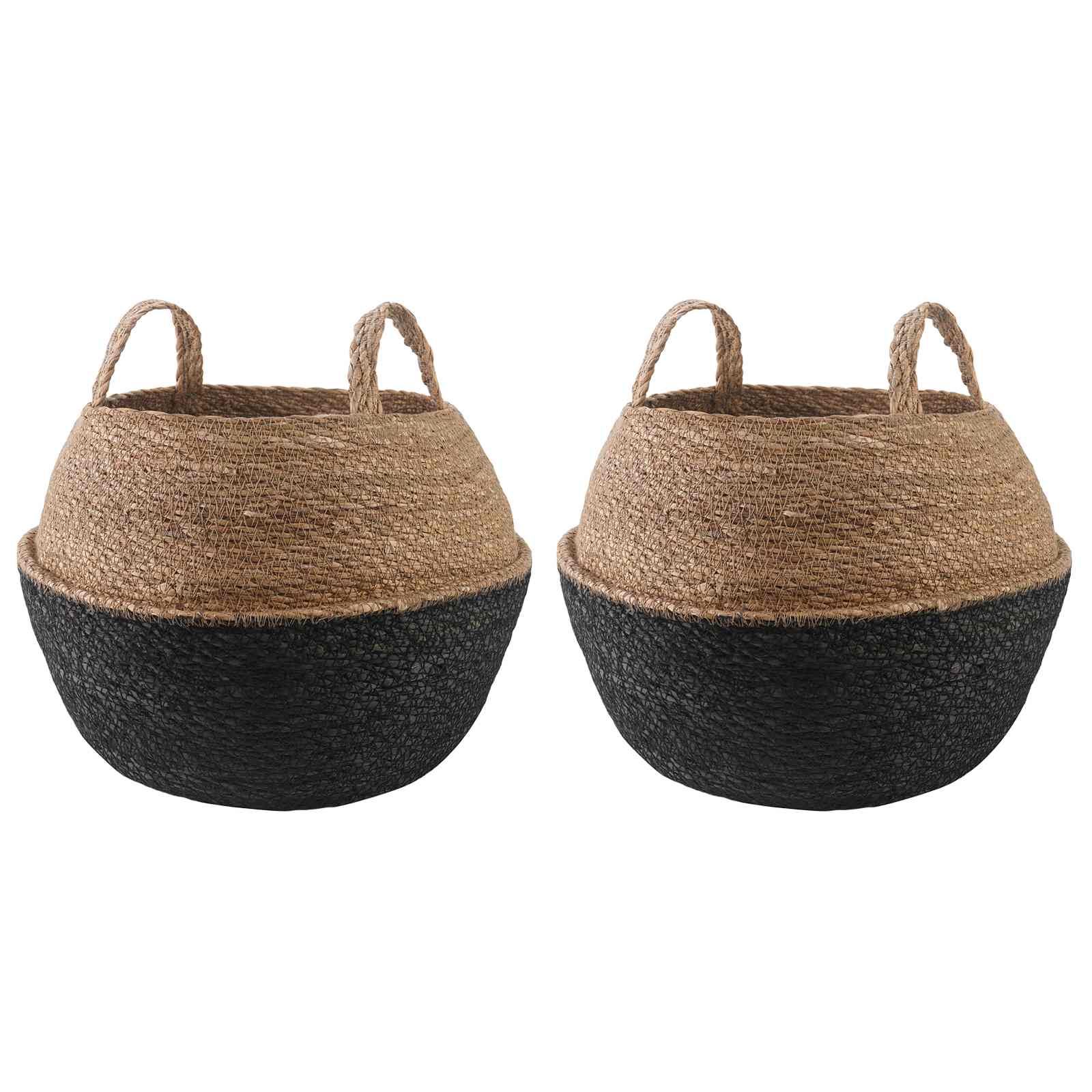 Plantenpot met handvatten 2 pcs Zwart Ø 45 x 36 cm 100% Zeegras image 1