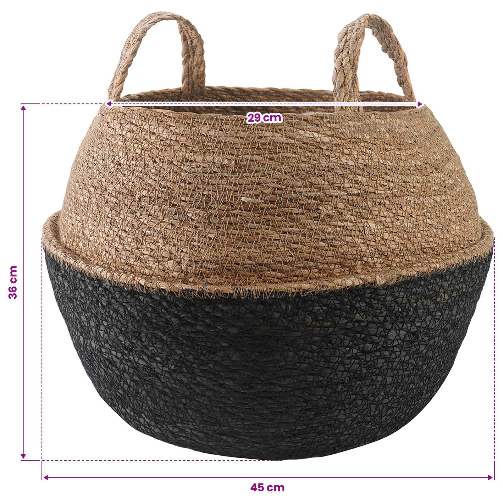 Plantenpot met handvatten 2 pcs Zwart Ø 45 x 36 cm 100% Zeegras image 5