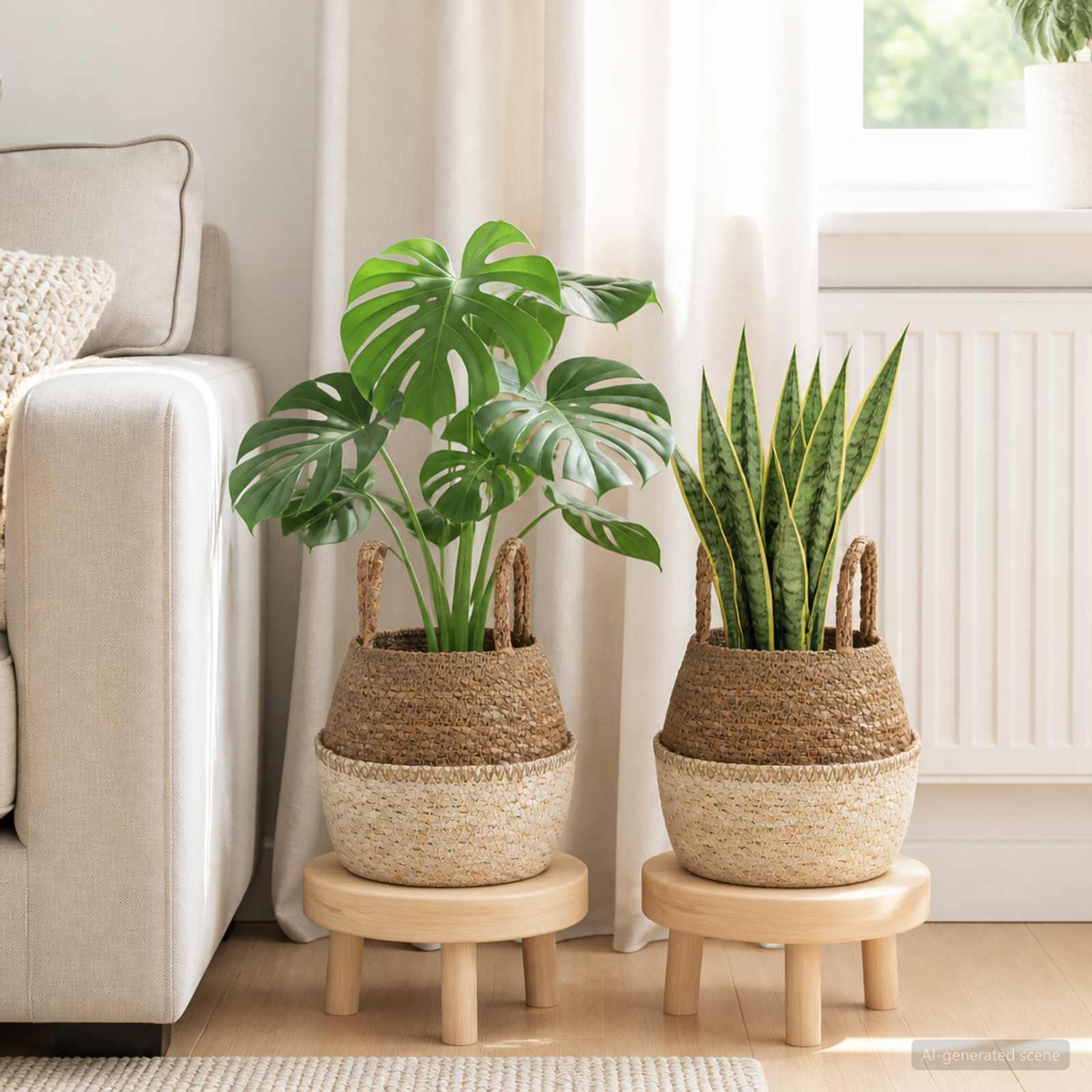vidaXL Plantekrukke med håndtag 2 stk. Hvid Ø 22 x 20 cm 100% Søgræs