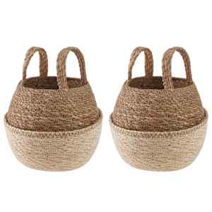 Lonček za rastline z ročaji 2 pcs Bela Ø 22 x 20 cm