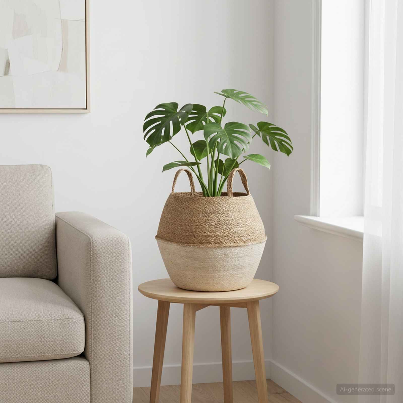 vidaXL Plantekrukke med håndtag Hvid Ø 32 x 32 cm 100% Søgræs
