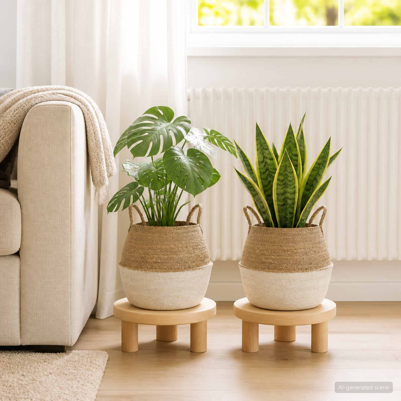 vidaXL Plantekrukke med håndtag 2 stk. Hvid Ø 32 x 32 cm 100% Søgræs
