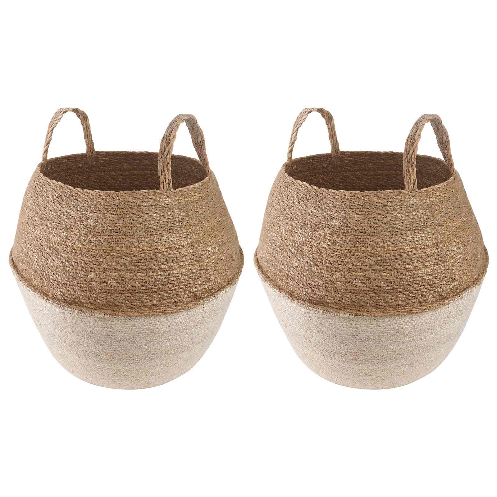 vidaXL Vază pentru plante cu mânere 2 pcs Alb Ø 32 x 32 cm