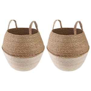 Lonček za rastline z ročaji 2 pcs Bela Ø 32 x 32 cm