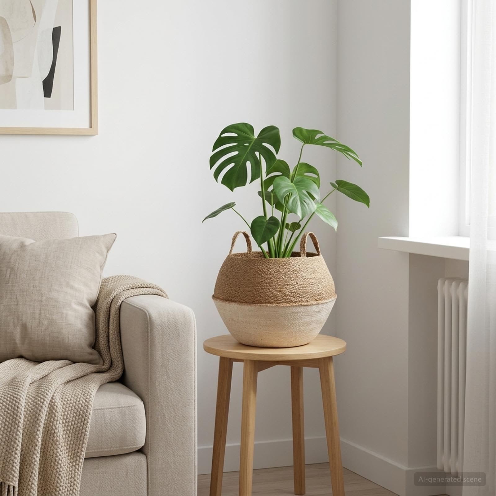 vidaXL Plantekrukke med håndtag Hvid Ø 45 x 36 cm 100% Søgræs