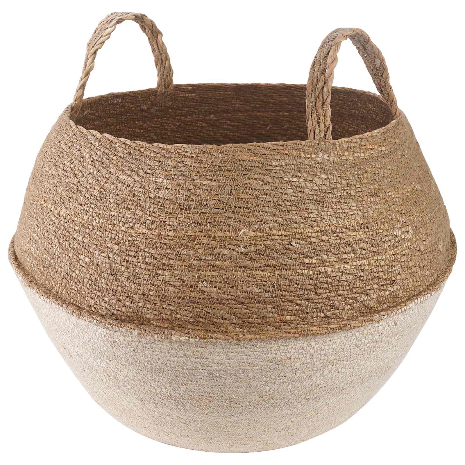 Plantenpot met handvatten Wit Ø 45 x 36 cm 100% Zeegras image 1