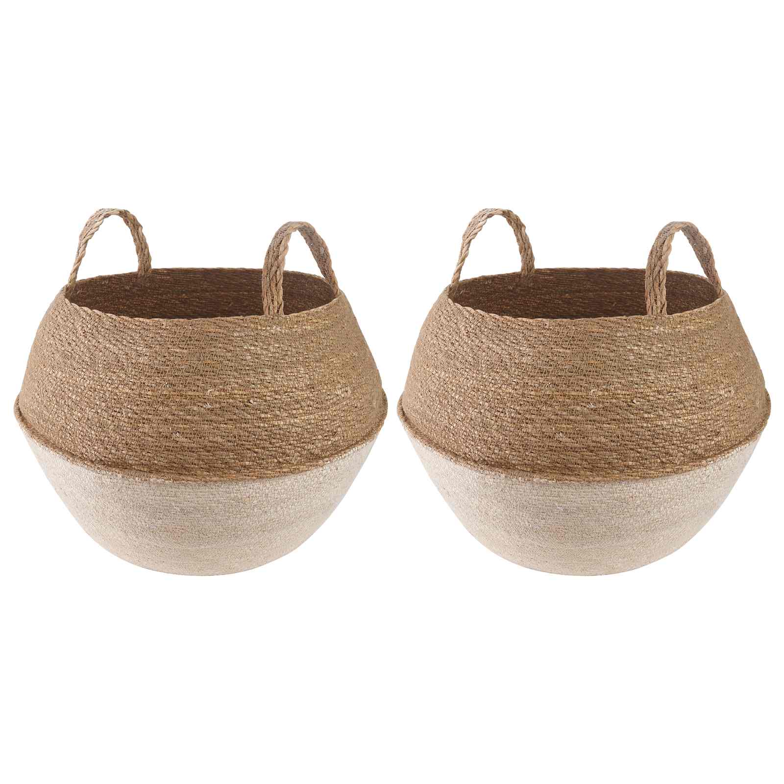 vidaXL Vază pentru plante cu mânere 2 pcs Alb Ø 45 x 36 cm