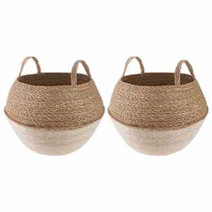 Lonček za rastline z ročaji 2 pcs Bela Ø 45 x 36 cm