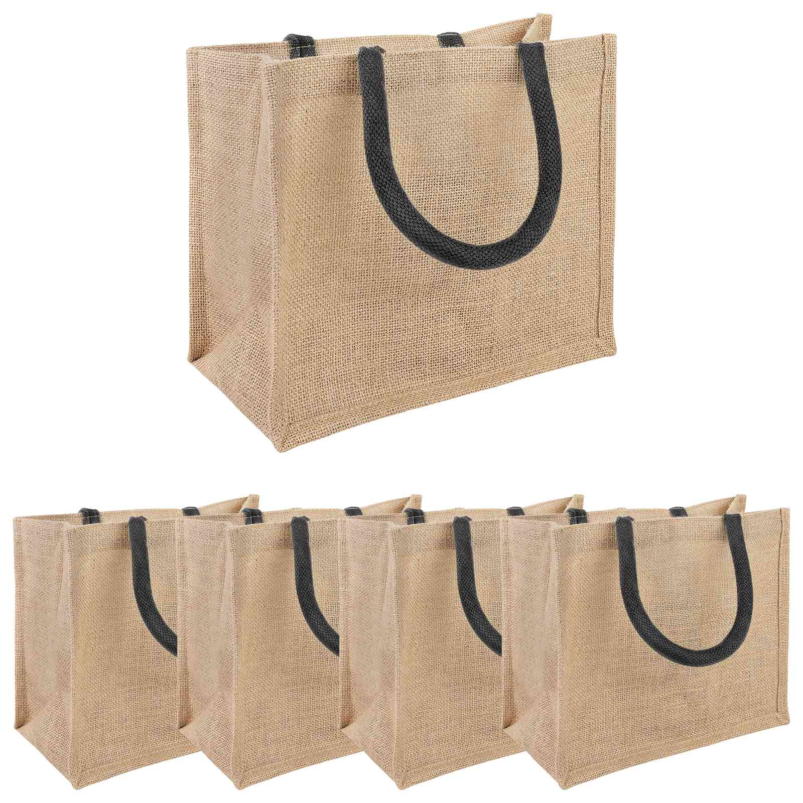Jutene torbe 5 Naravna in črna 26 x 22 x 14 cm 100% Tossa juta