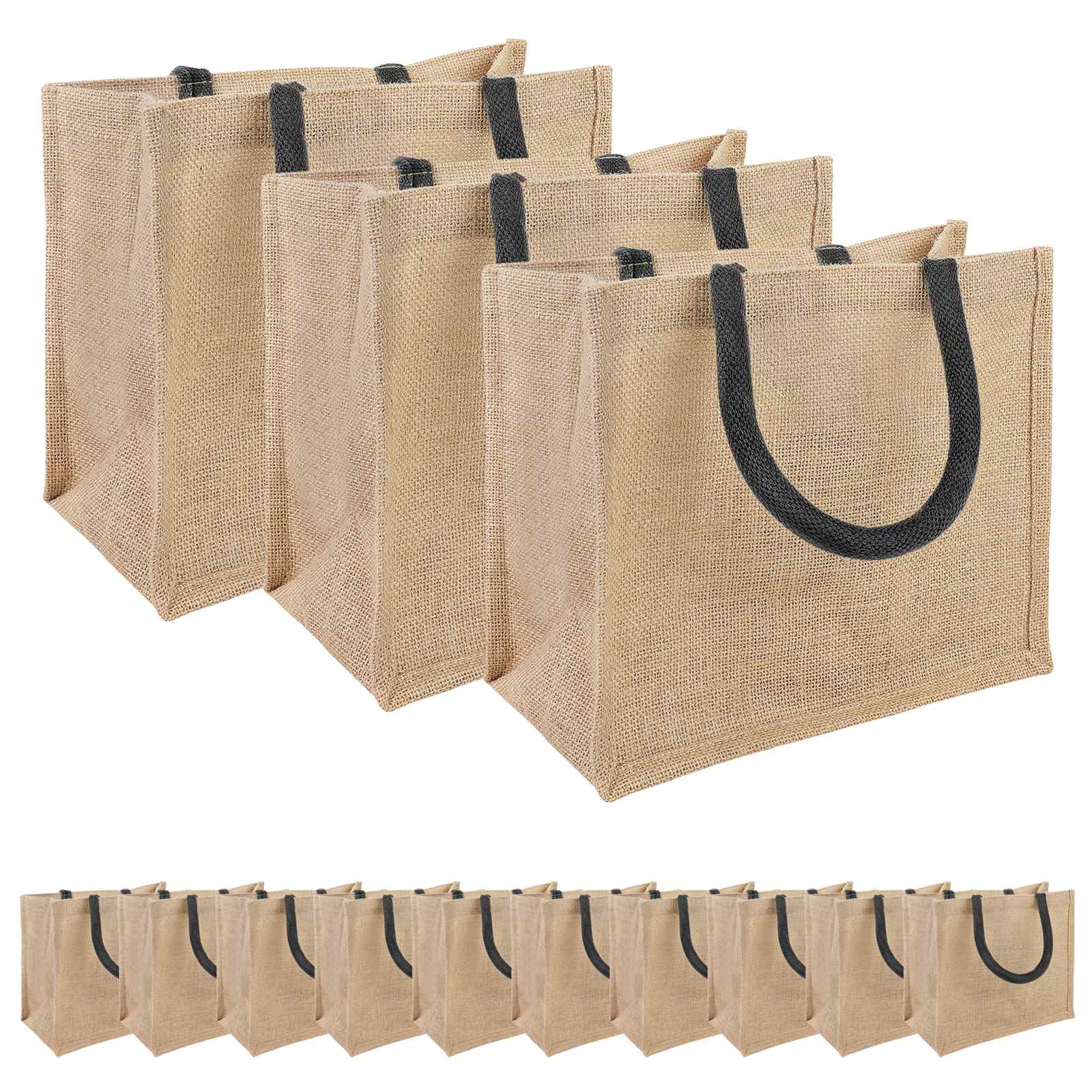 Jutene torbe 50 Naravna in črna 26 x 22 x 14 cm 100% Tossa juta