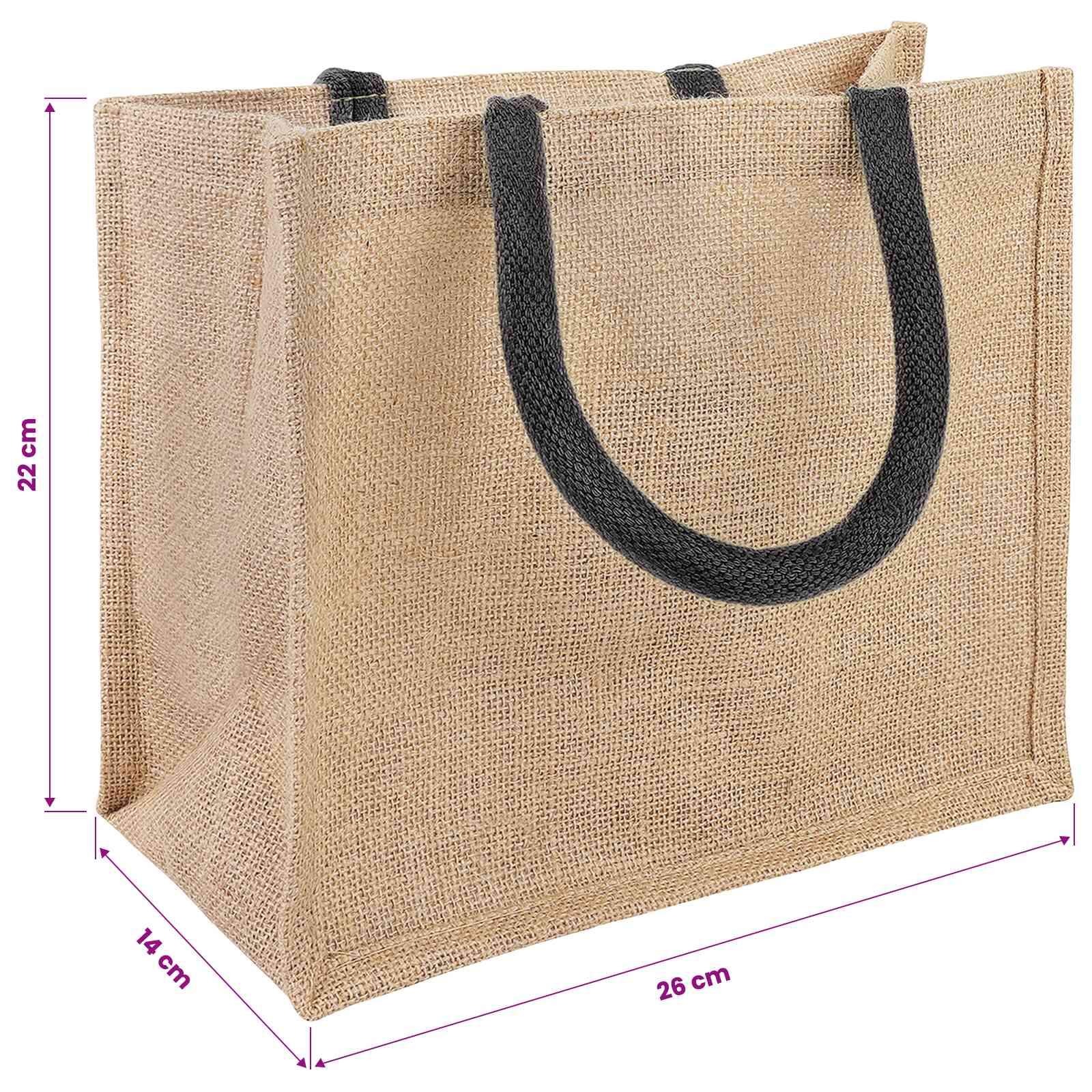 Jutene torbe 50 Naravna in črna 26 x 22 x 14 cm 100% Tossa juta - slika 4