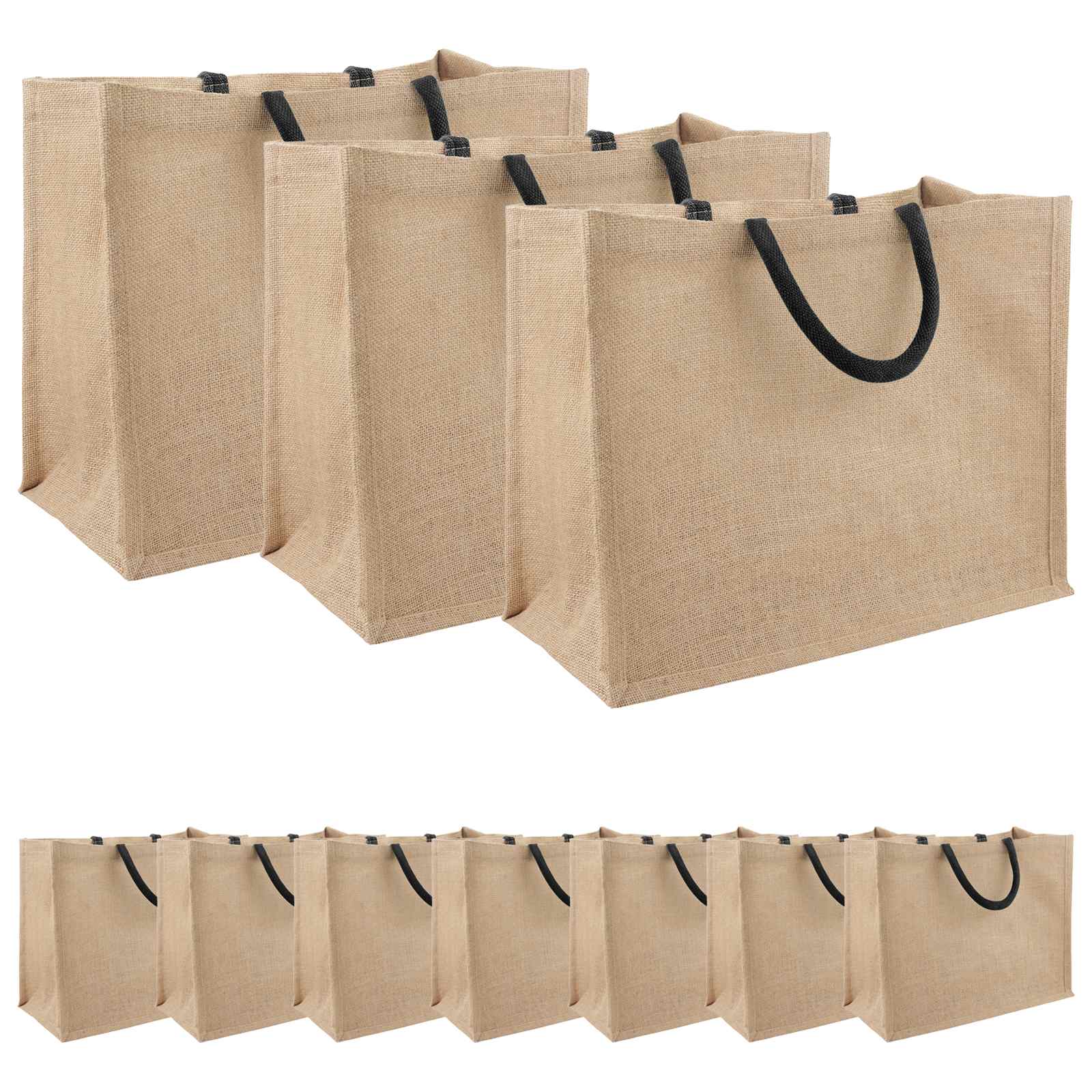 Jutene torbe 10 Naravna in črna 42 x 33 x 19 cm 100% Tossa juta