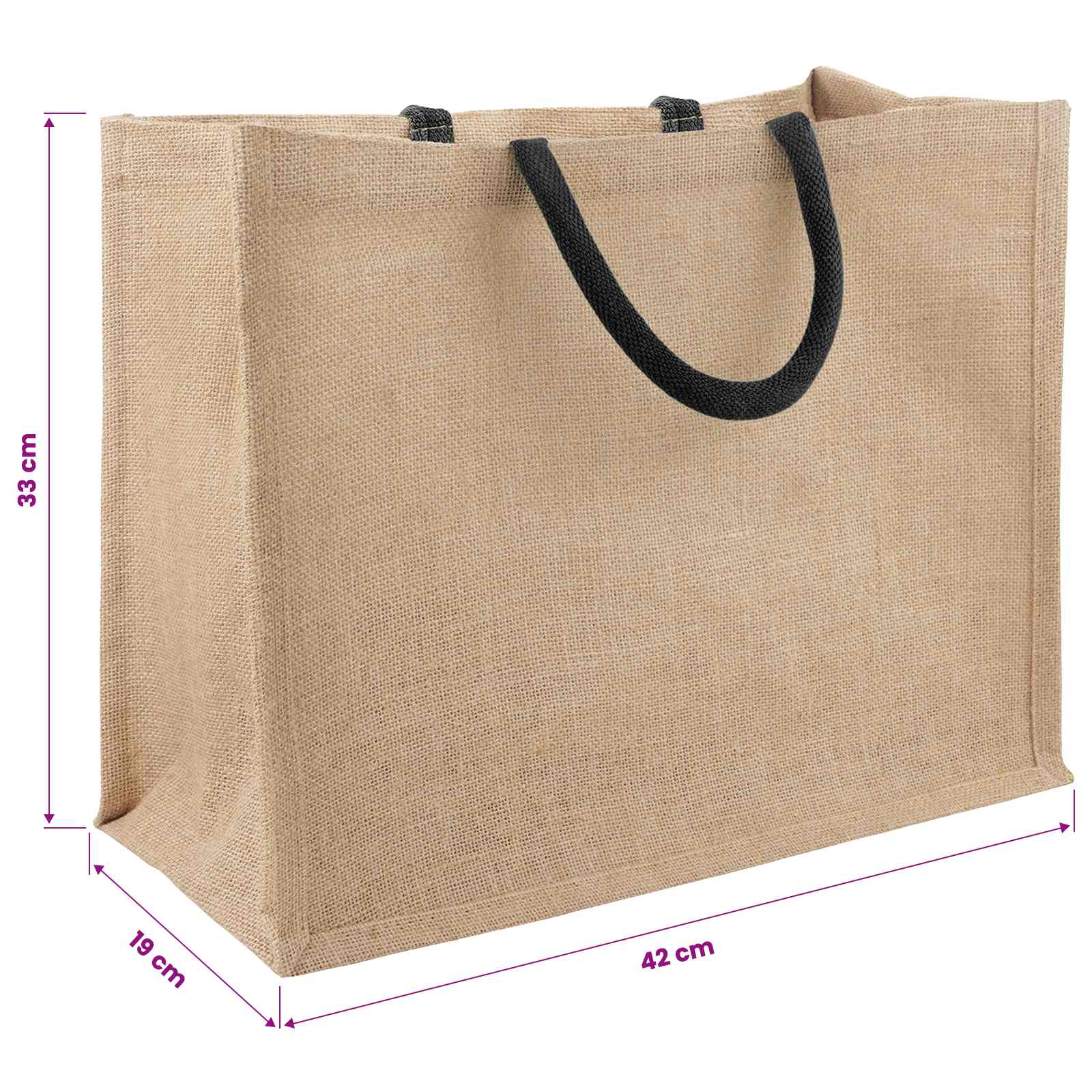 Jutene torbe 50 Naravna in črna 42 x 33 x 19 cm 100% Tossa juta - slika 4