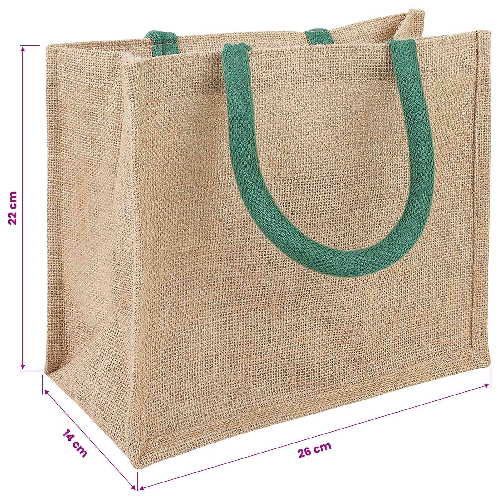 Jutene torbe 5 Naravna in zelena 26 x 22 x 14 cm - slika 4