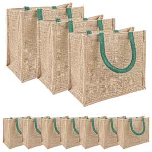 Jutene torbe 10 Naravna in zelena 26 x 22 x 14 cm
