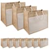 vidaXL Džuut k&auml;ekotid taskuga 10 Looduslik ja Valge 42 x 33 x 19 cm