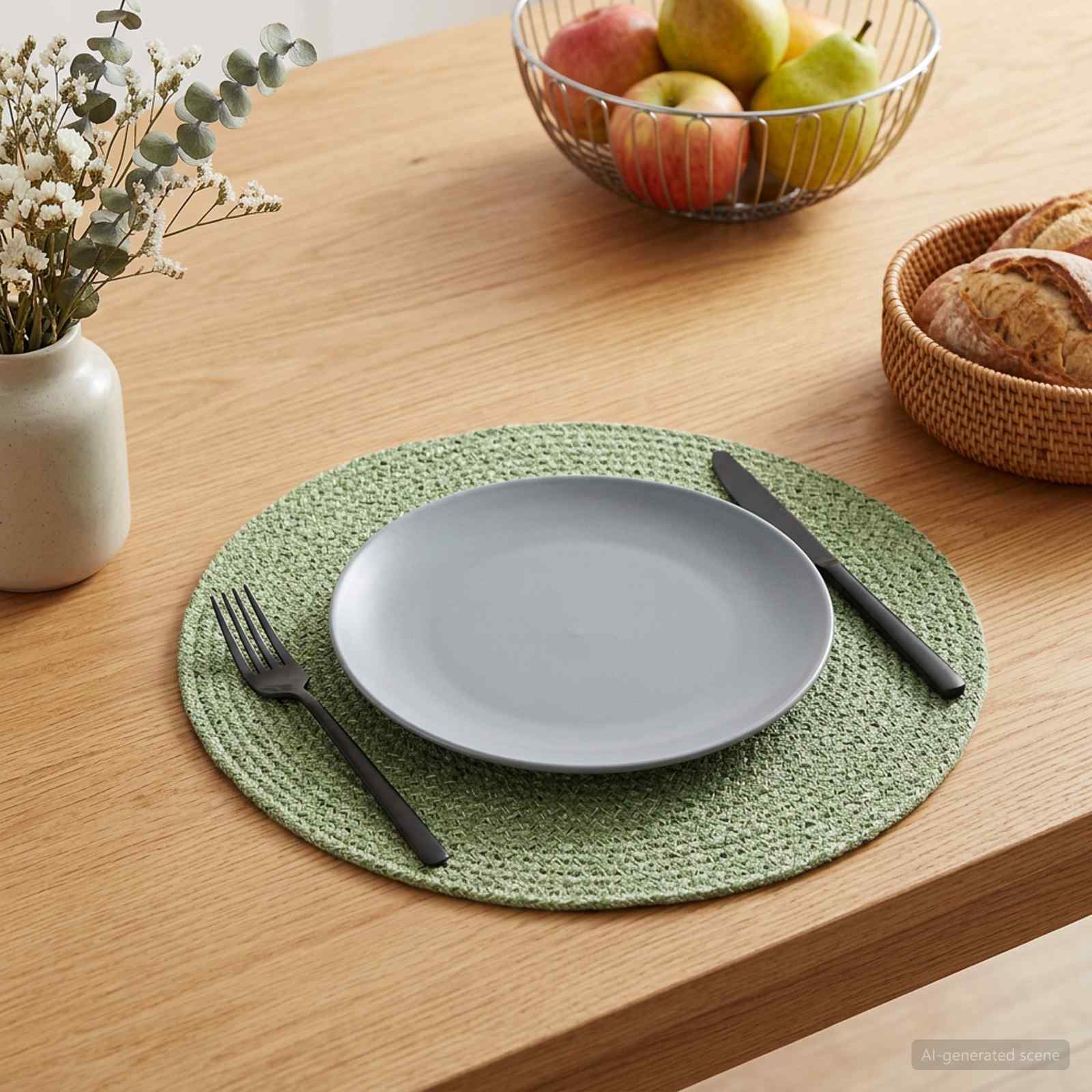 Džuutalused 12 pcs Oliiviroheline Ø 30 cm 100% Tossa džuut