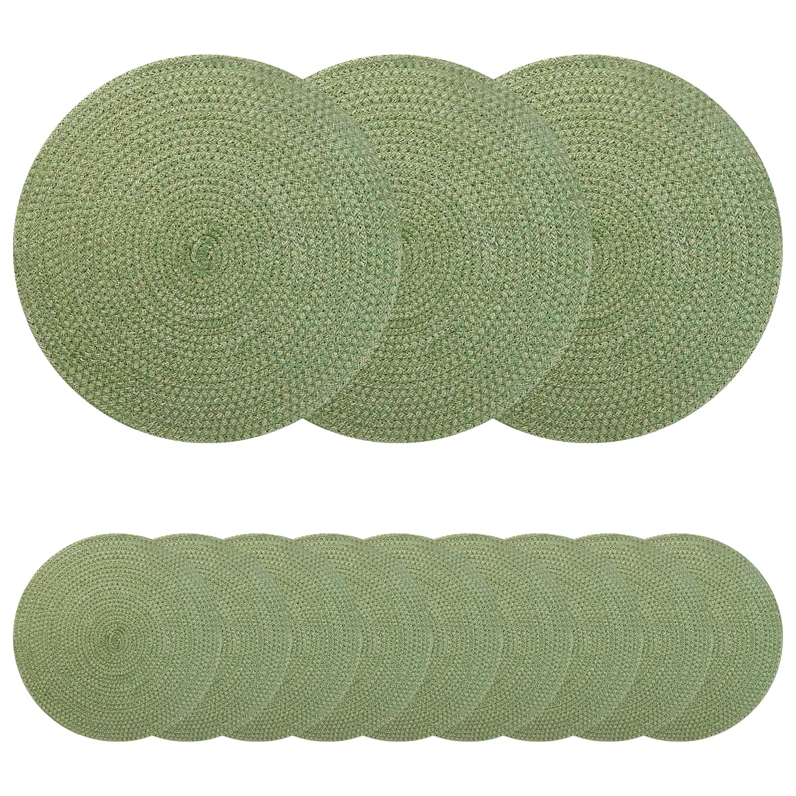 Jute placematten 12 pcs Olijfgroen Ø 30 cm 100% Tossa Jute image 1