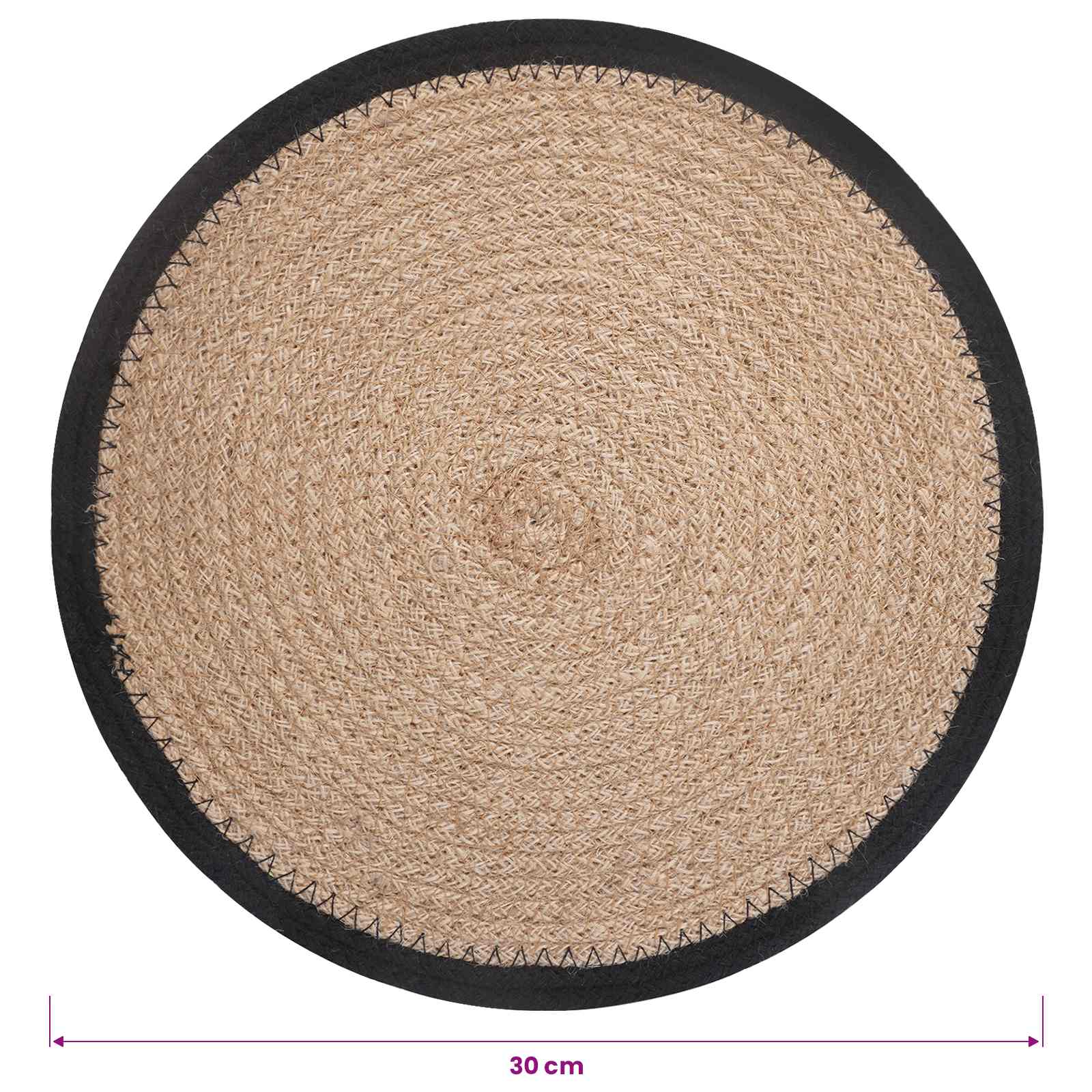 Jute placematten 6 pcs Naturel en Zwart Ø 30 cm 100% Tossa Jute image 5