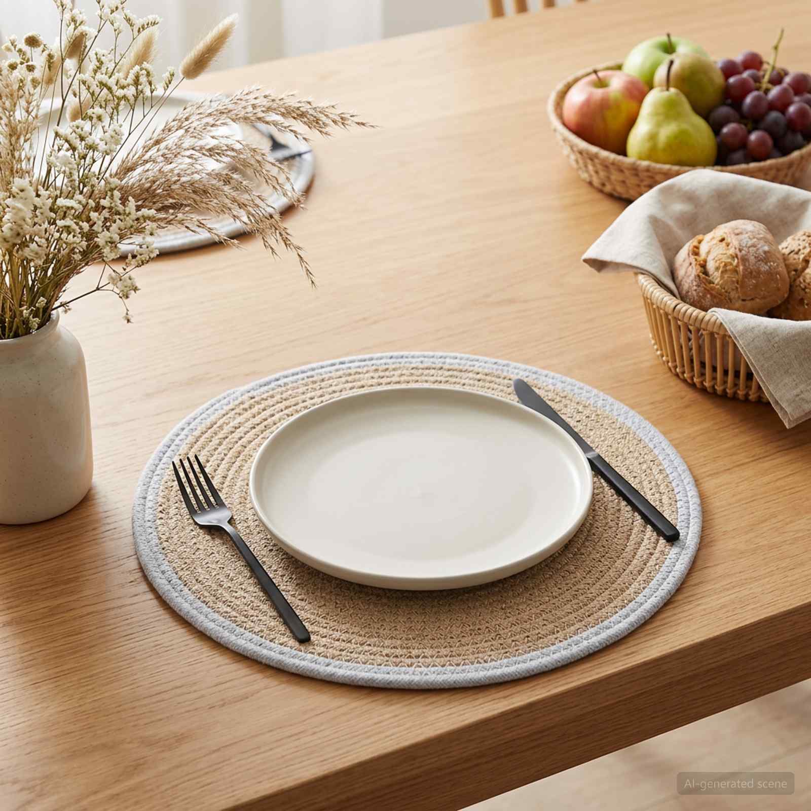Džuutalused 12 pcs Looduslik ja Valge Ø 30 cm 100% Tossa džuut
