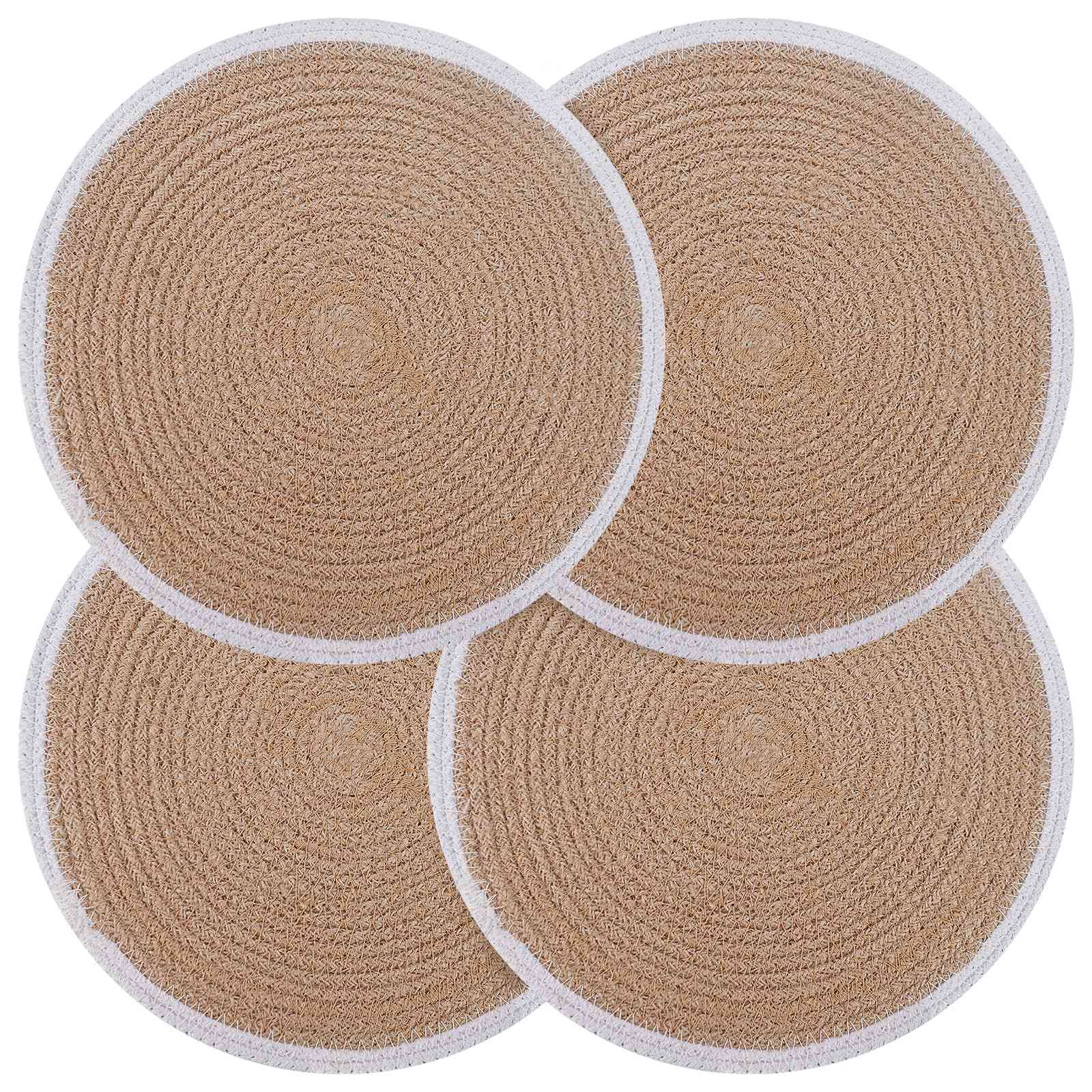 vidaXL Placemeti din iută 4 pcs Natural și Alb Ø 30 cm 100% Iută Tossa