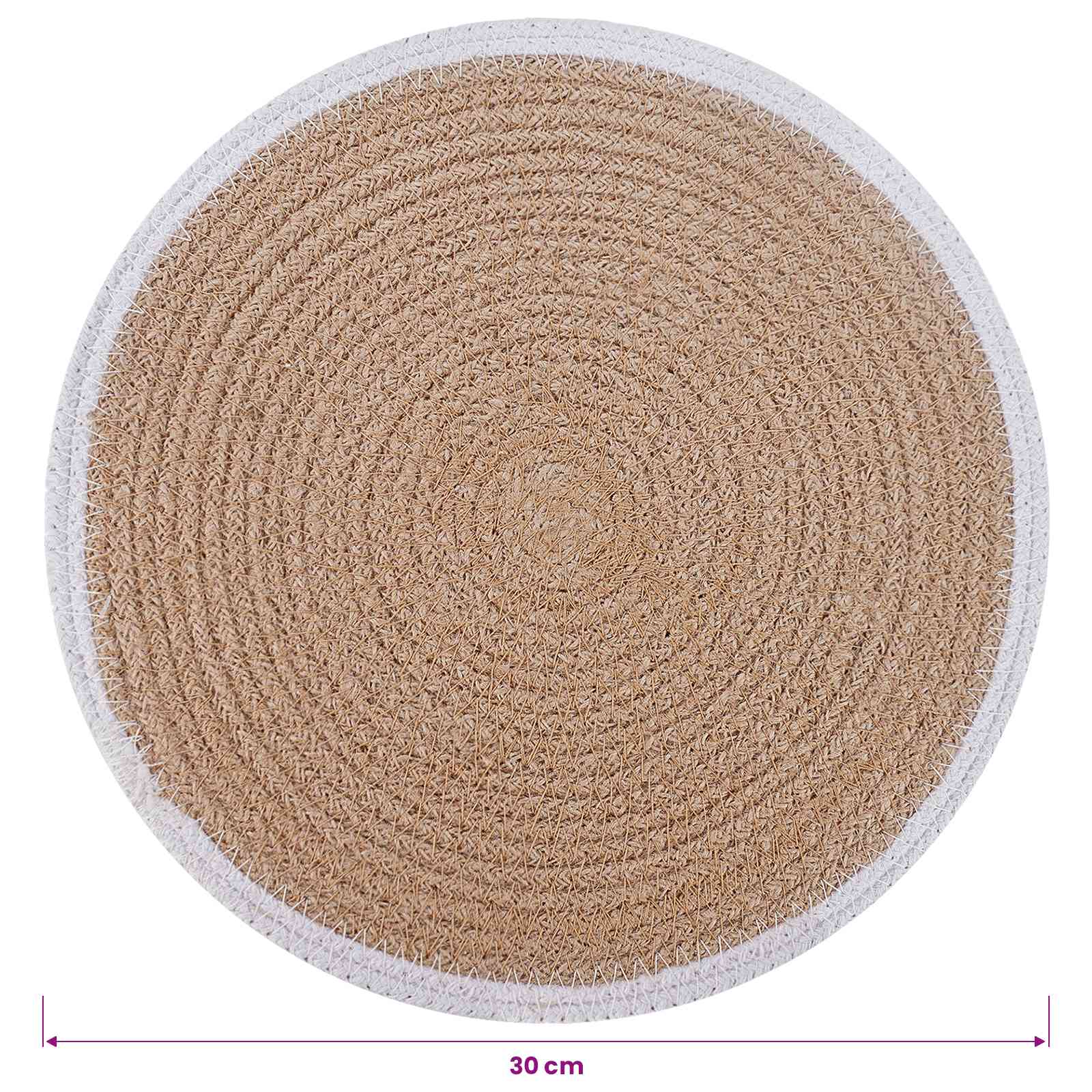 Jute placematten 4 pcs Natuurlijk en Wit Ø 30 cm image 5