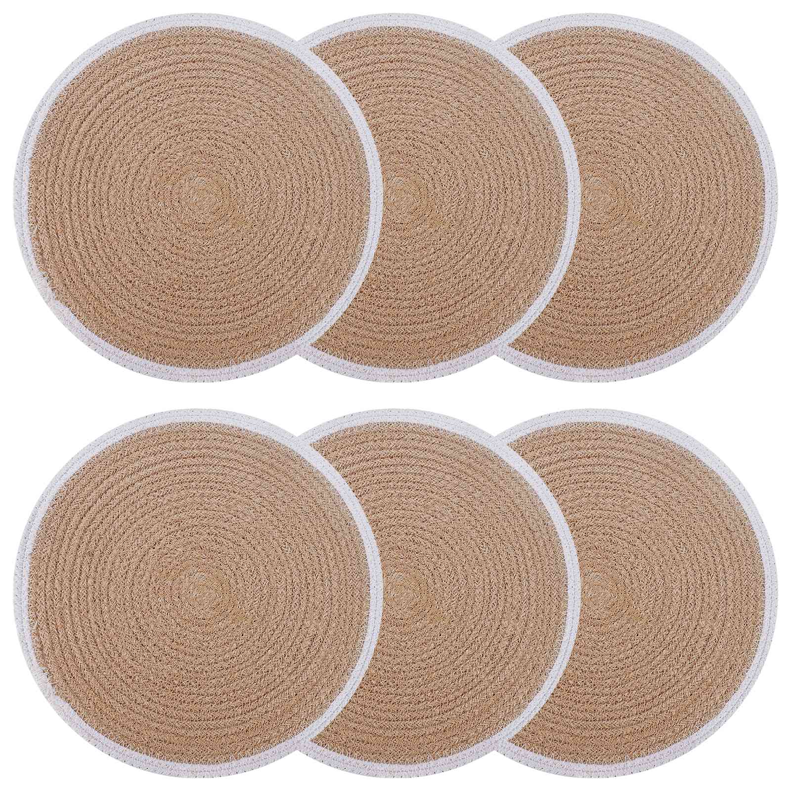 Jute placematten 6 pcs Natuurlijk en Wit Ø 30 cm image 1