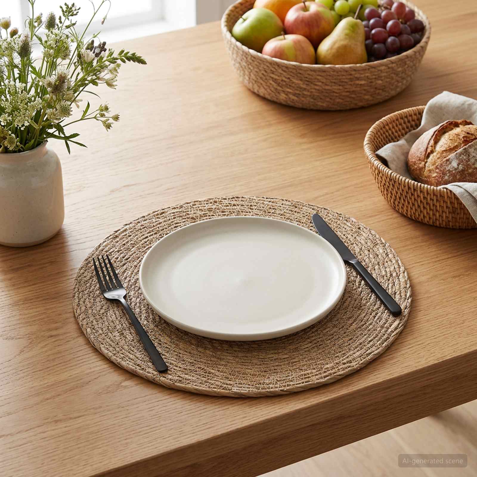 vidaXL Søgræs bordskånere 4 stk. Naturfarvet 100% Søgræs