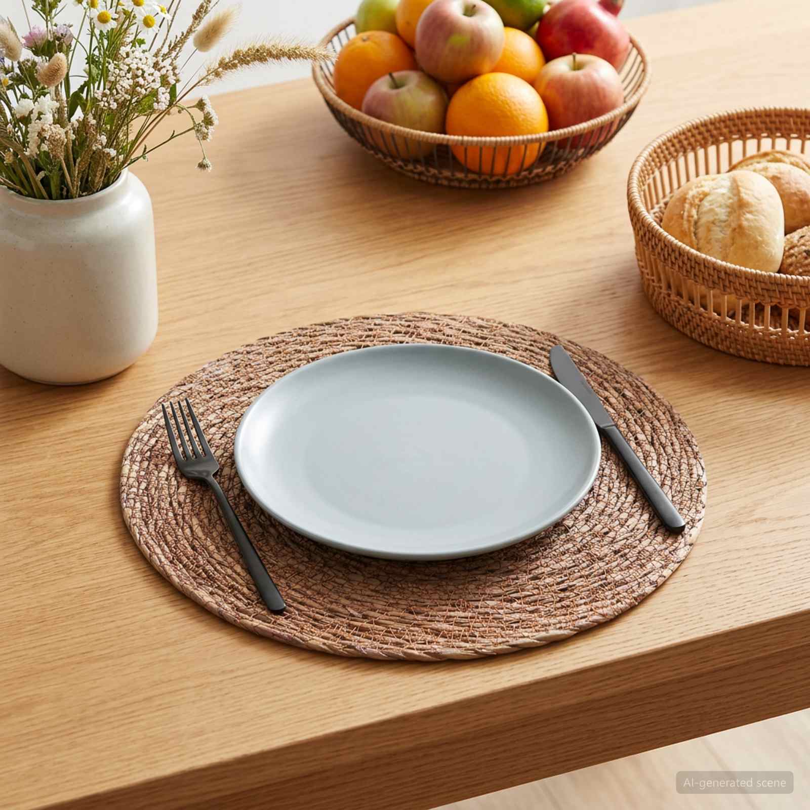 Mererohust lauanõud 12 pcs Pruun Ø 30 cm 100% Mererohi