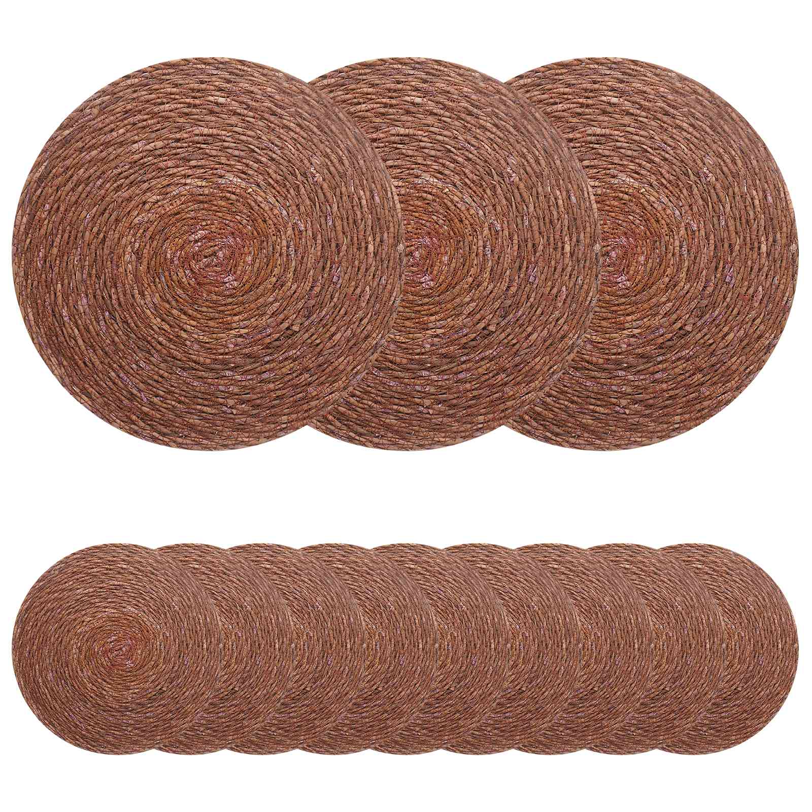 Zeegroene placemats 12 pcs Bruin Ø 30 cm 100% Zeegras image 1