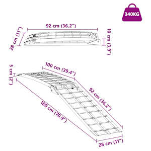 Rampa pro motorky Stříbrná 180 x 28 x 5 cm Hliník - obrázek 12