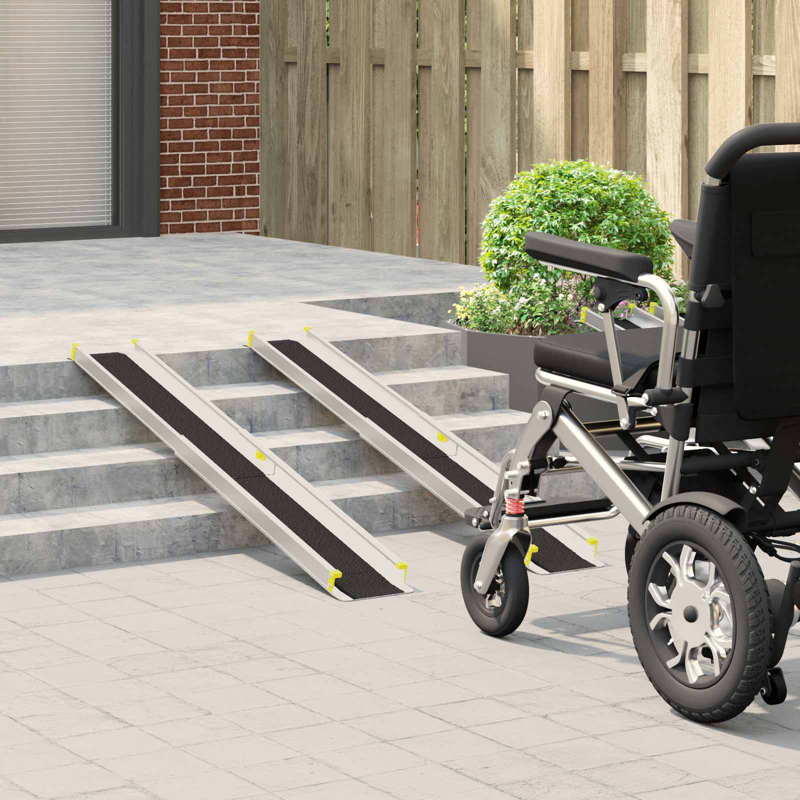 Thumbnail - vidaXL Rollstuhlrampe 2 pcs Schwarz 152 x 19 x 5,5 cm Aluminium