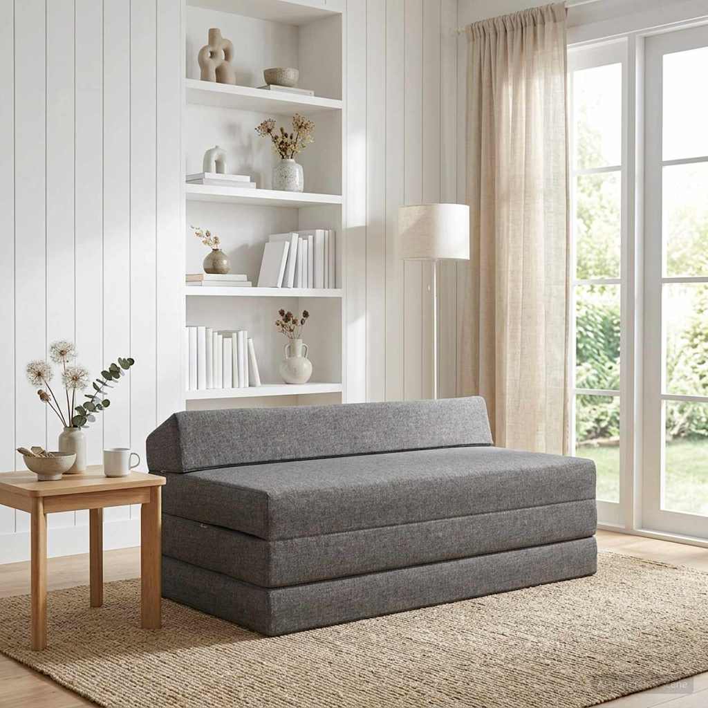 Skládací pohovka postel Světle šedá 120 x 60 x 49 cm Textil