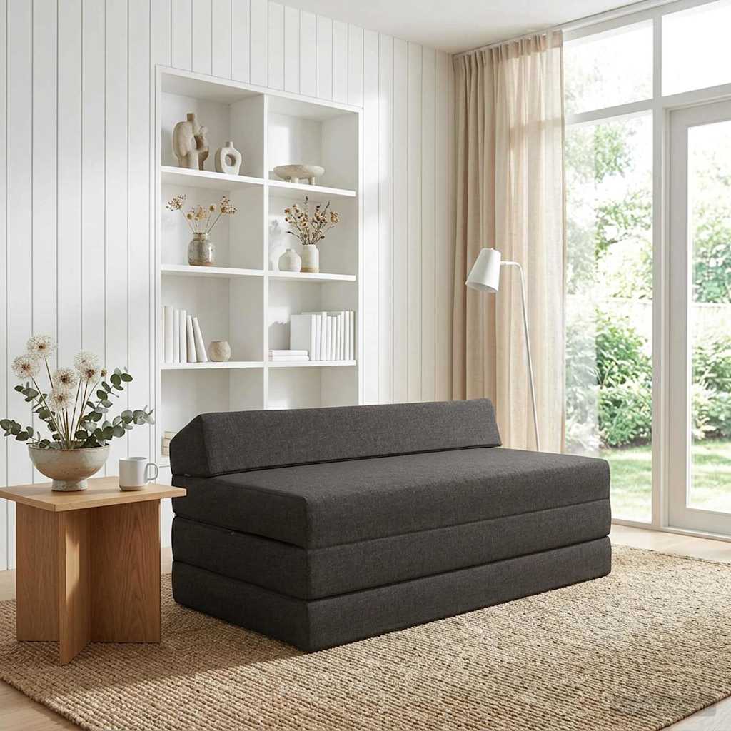 Skládací pohovka postel Tmavě šedá 120 x 60 x 49 cm Textil