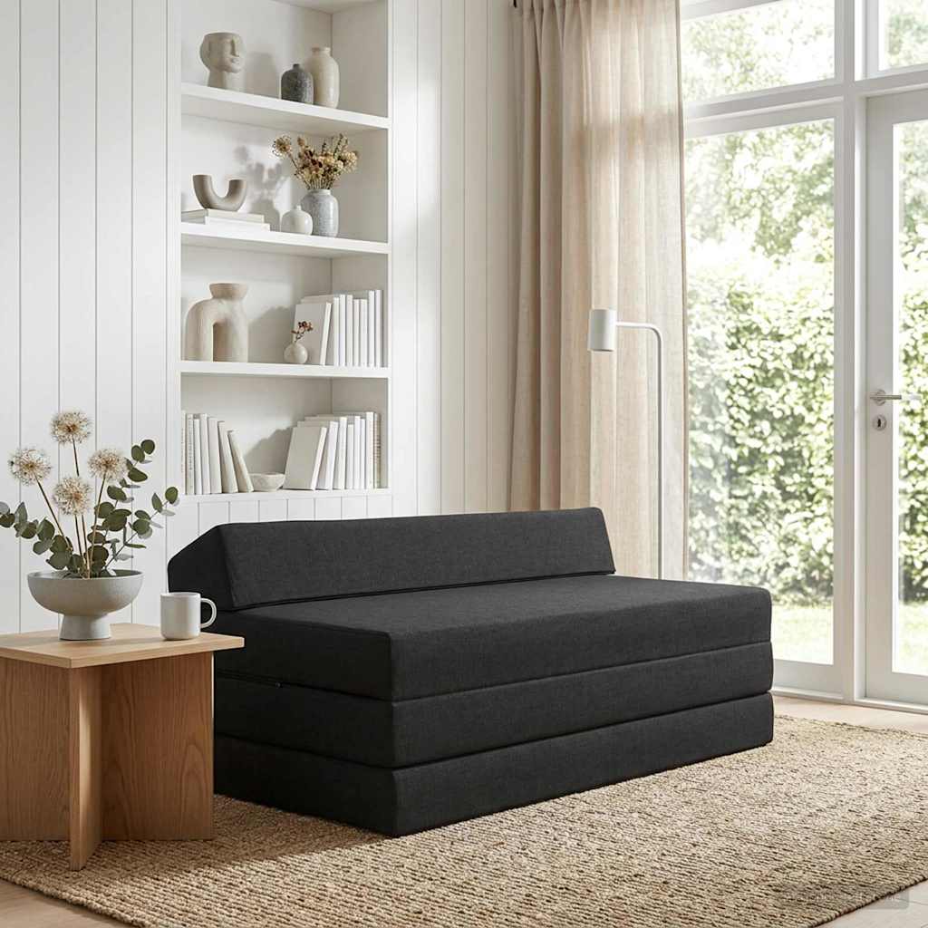 Skládací pohovka postel Černá 120 x 60 x 49 cm Textil