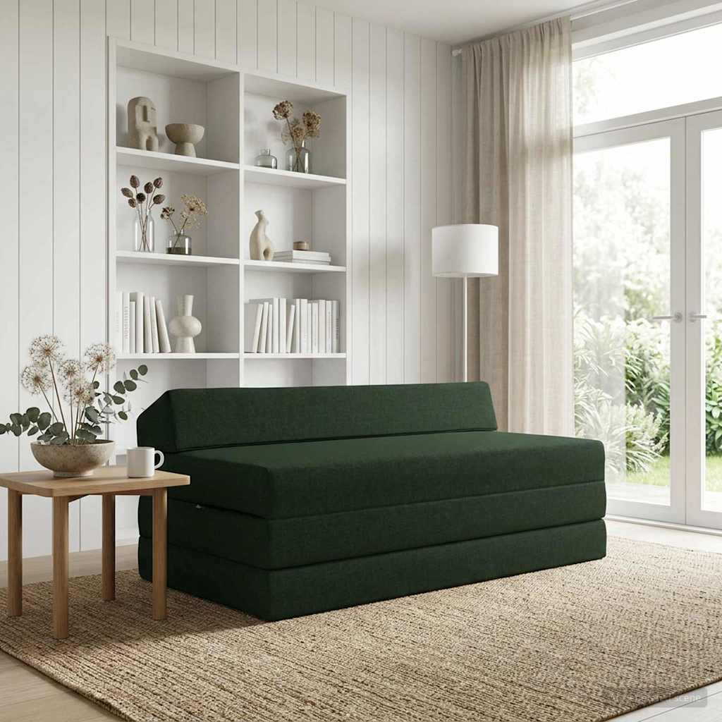 Skládací pohovka postel Tmavě zelená 120 x 60 x 49 cm Textil