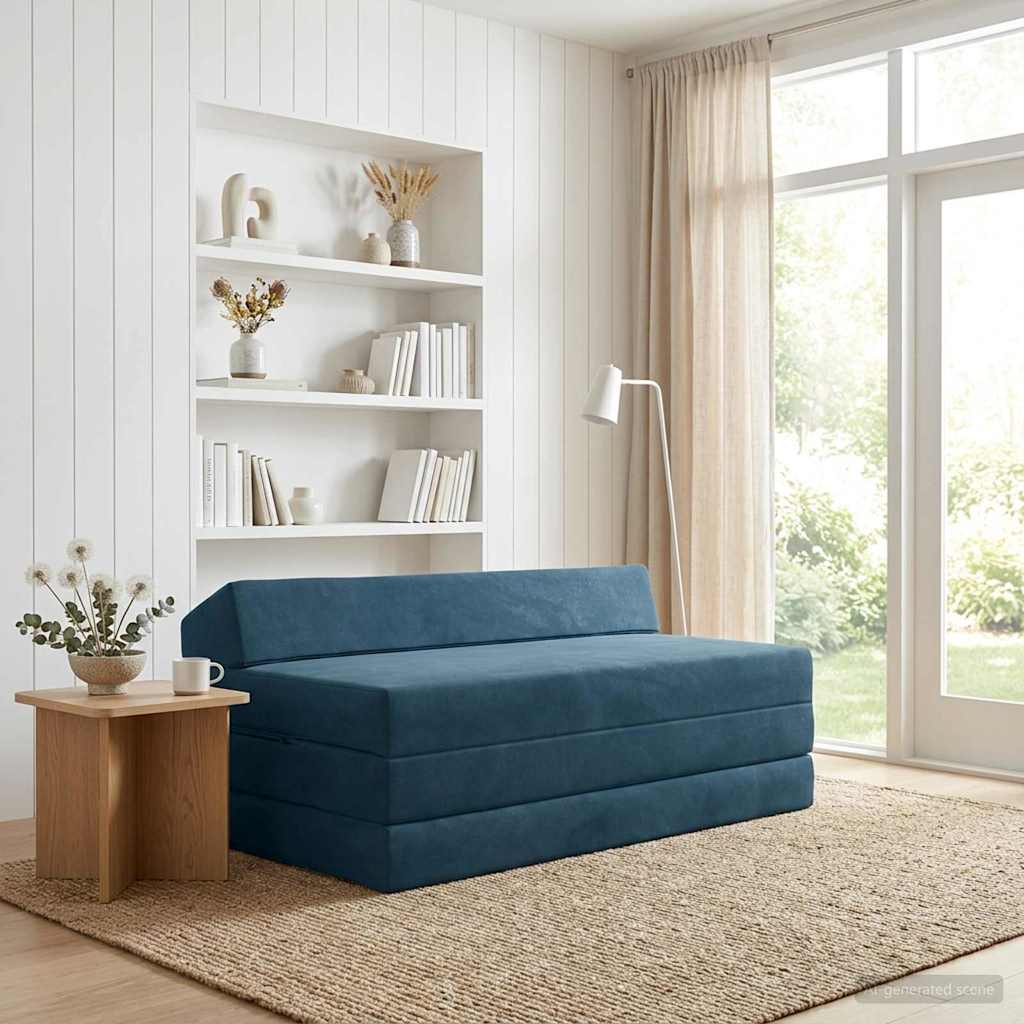 Skládací pohovka postel Modrá 120 x 60 x 49 cm Textil