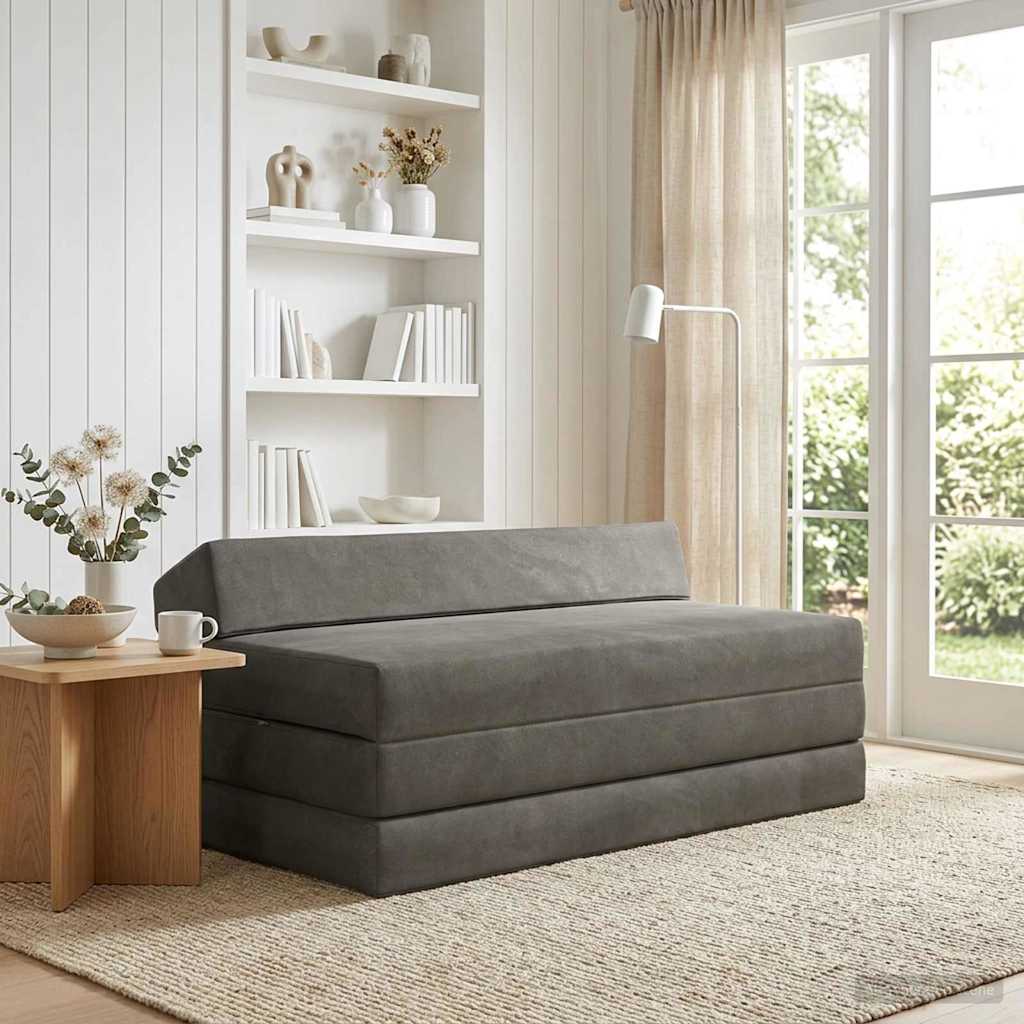 Skládací pohovka postel Světle šedá 120 x 60 x 49 cm Textil
