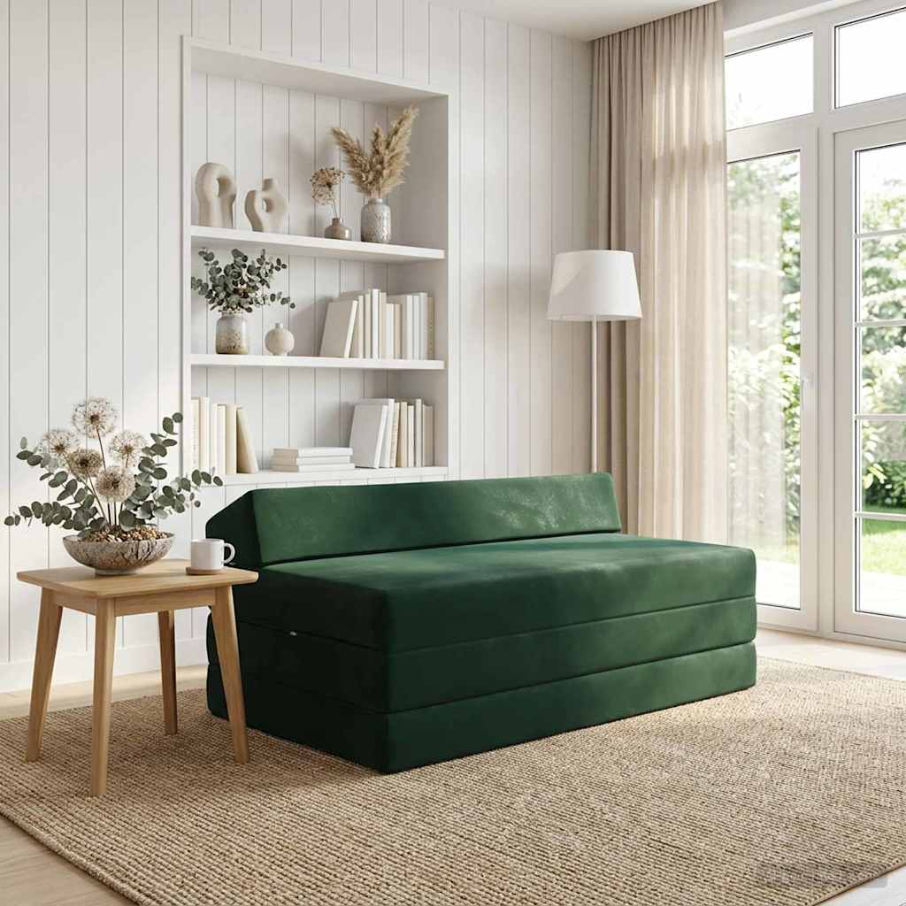 Skládací pohovka postel Tmavě zelená 120 x 60 x 49 cm Textil