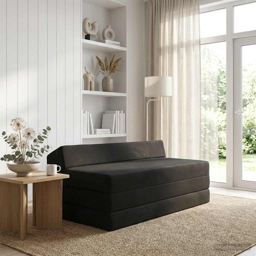 Skládací pohovka postel Černá 120 x 60 x 49 cm Textil