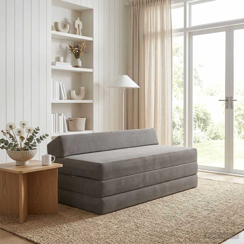 Skládací pohovka postel Světle šedá 120 x 60 x 49 cm Textil